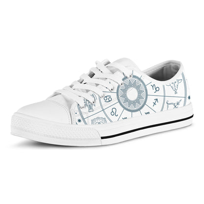 Zodiac Astrology Signs Print White Low Top Shoes
