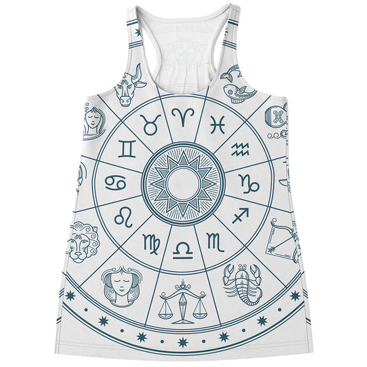 Zodiac Astrology Signs Print Women's Racerback Tank Top