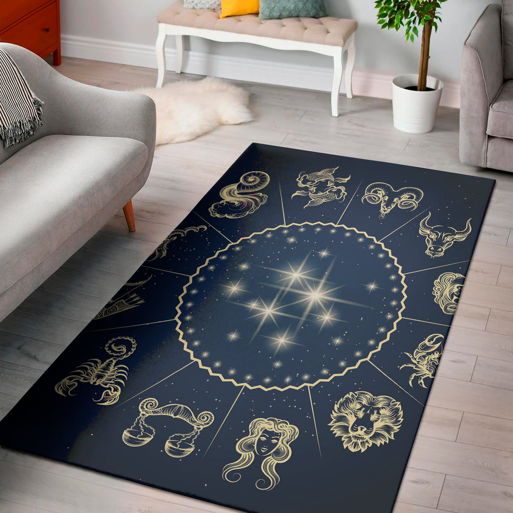 Zodiac Astrology Symbols Print Area Rug
