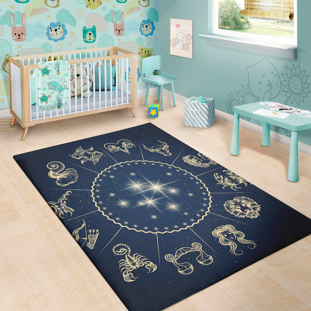 Zodiac Astrology Symbols Print Area Rug