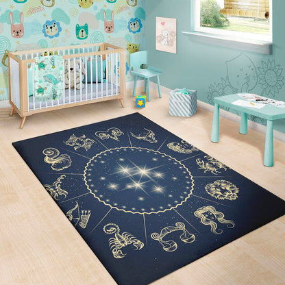 Zodiac Astrology Symbols Print Area Rug