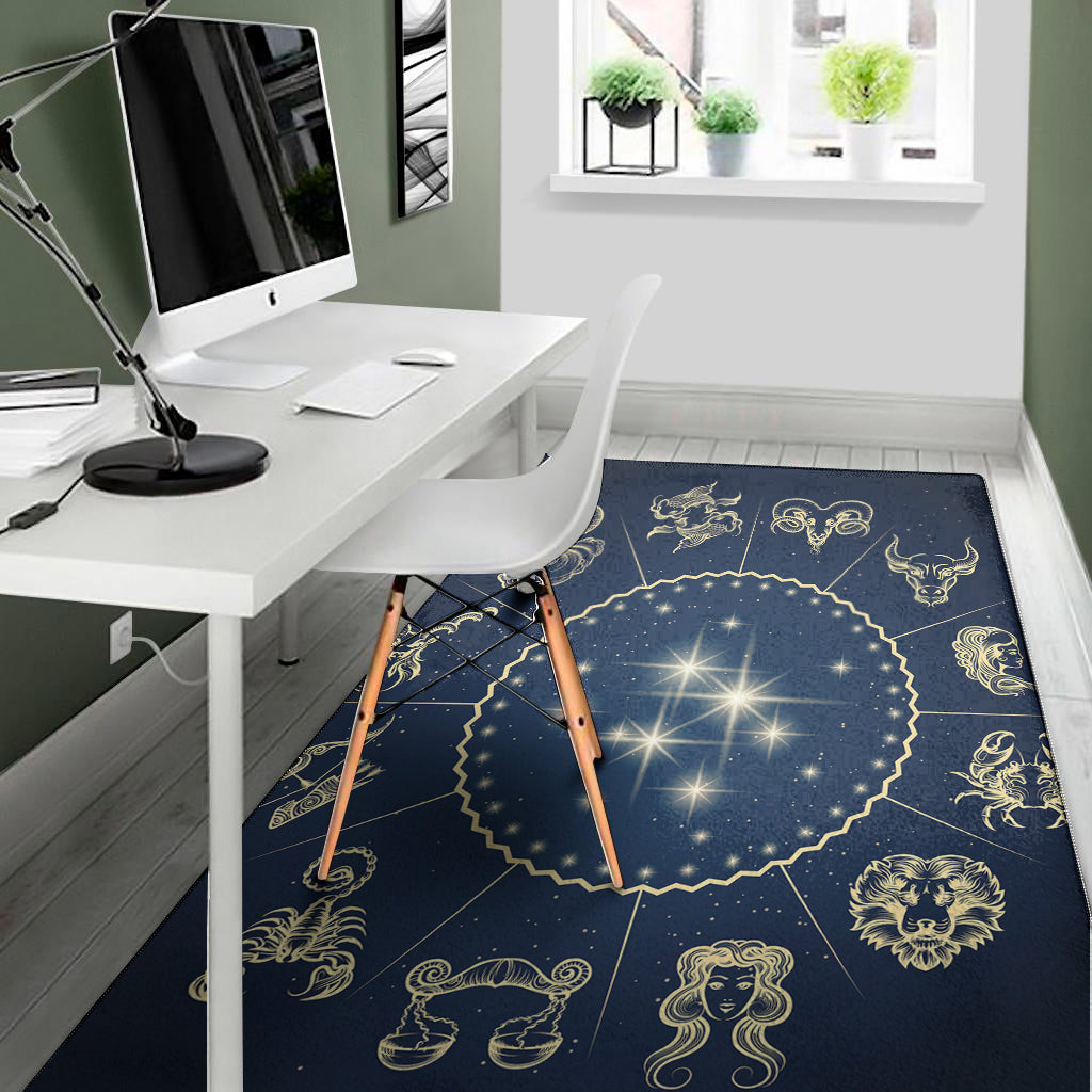 Zodiac Astrology Symbols Print Area Rug
