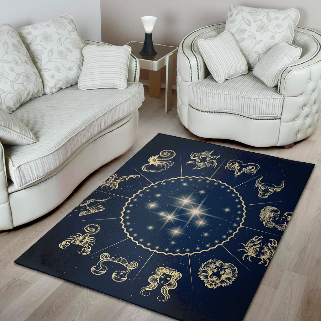 Zodiac Astrology Symbols Print Area Rug