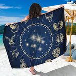 Zodiac Astrology Symbols Print Beach Sarong Wrap