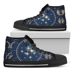 Zodiac Astrology Symbols Print Black High Top Shoes