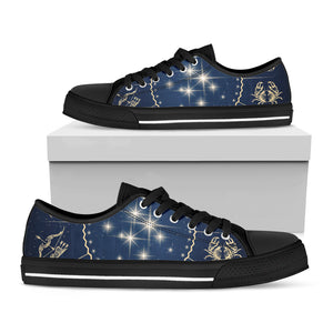 Zodiac Astrology Symbols Print Black Low Top Shoes 