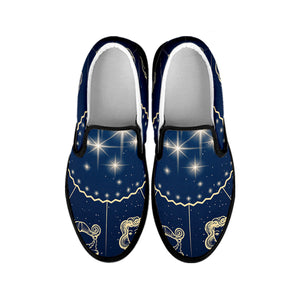 Zodiac Astrology Symbols Print Black Slip On Shoes