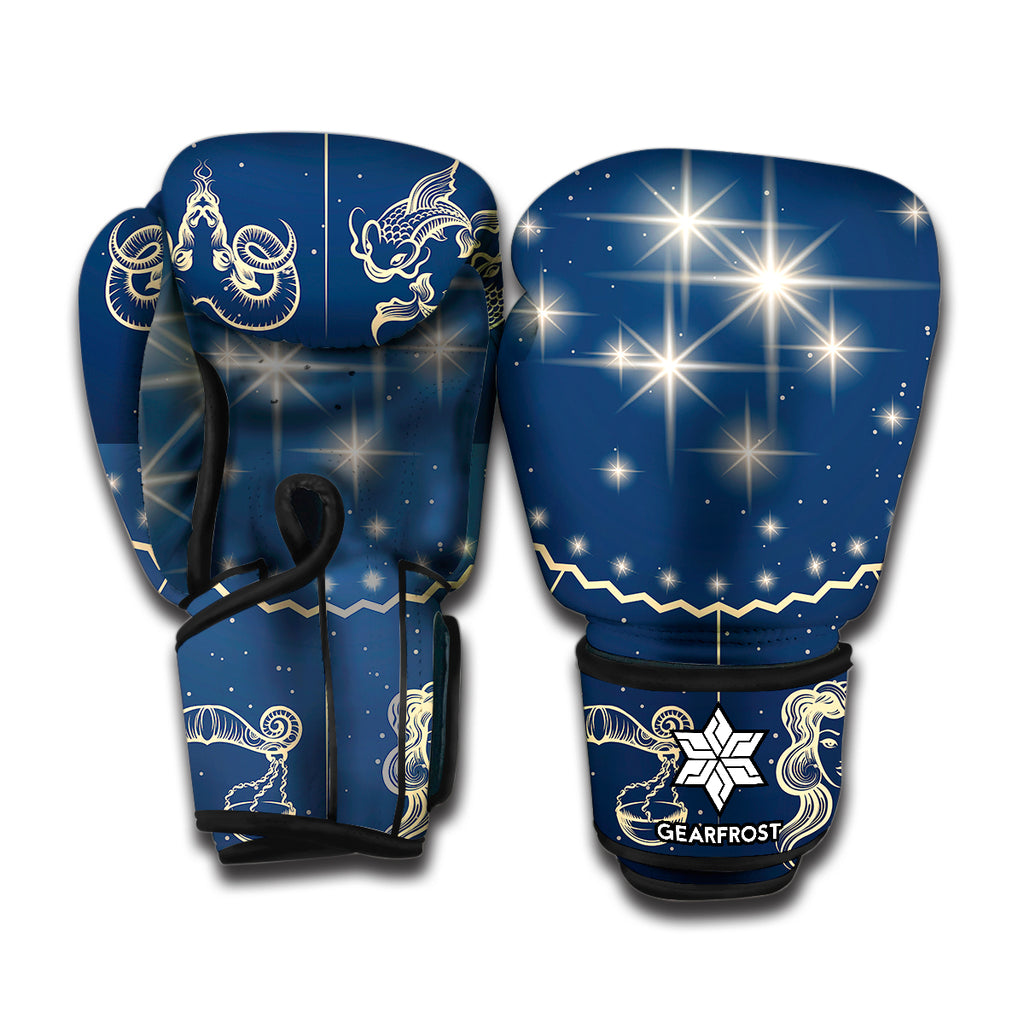 Zodiac Astrology Symbols Print Boxing Gloves