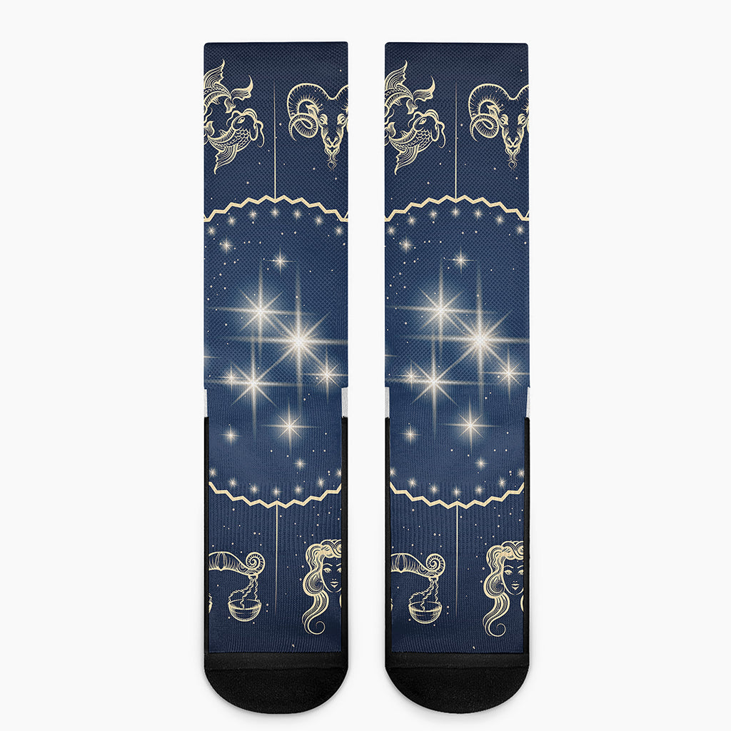 Zodiac Astrology Symbols Print Crew Socks