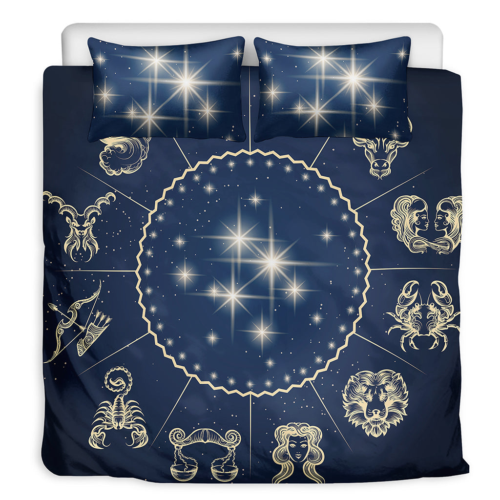 Zodiac Astrology Symbols Print Duvet Cover Bedding Set