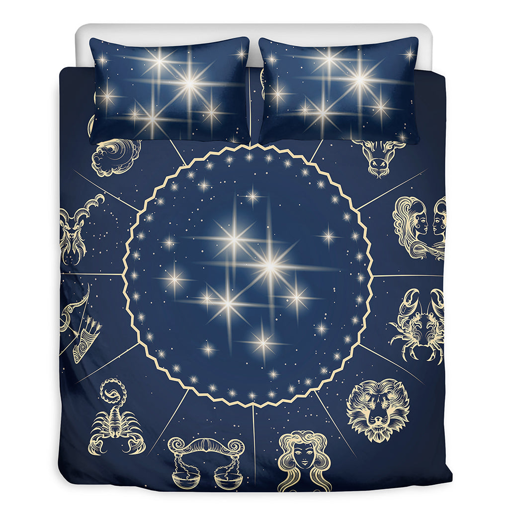 Zodiac Astrology Symbols Print Duvet Cover Bedding Set