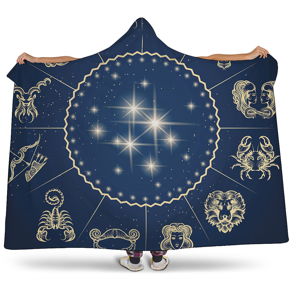 Zodiac Astrology Symbols Print Hooded Blanket