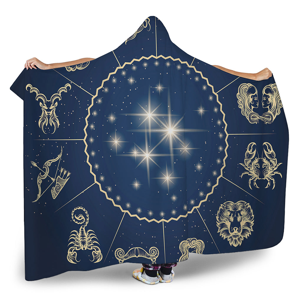 Zodiac Astrology Symbols Print Hooded Blanket