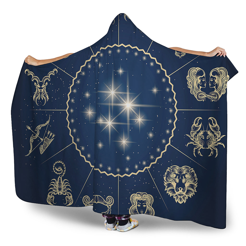 Zodiac Astrology Symbols Print Hooded Blanket