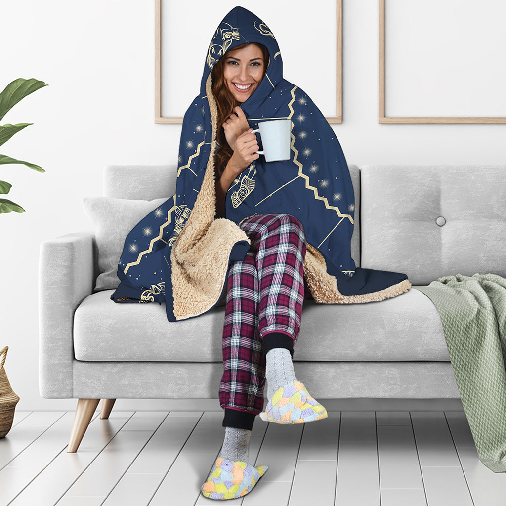 Zodiac Astrology Symbols Print Hooded Blanket