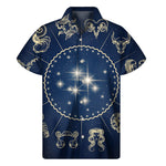 Zodiac Astrology Symbols Print Men's Short Sleeve Shirt