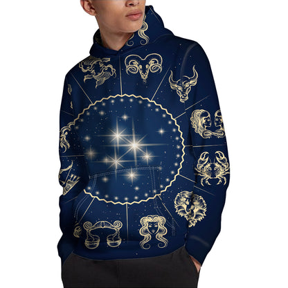 Zodiac Astrology Symbols Print Pullover Hoodie