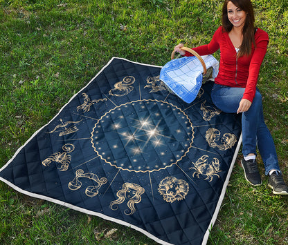 Zodiac Astrology Symbols Print Quilt