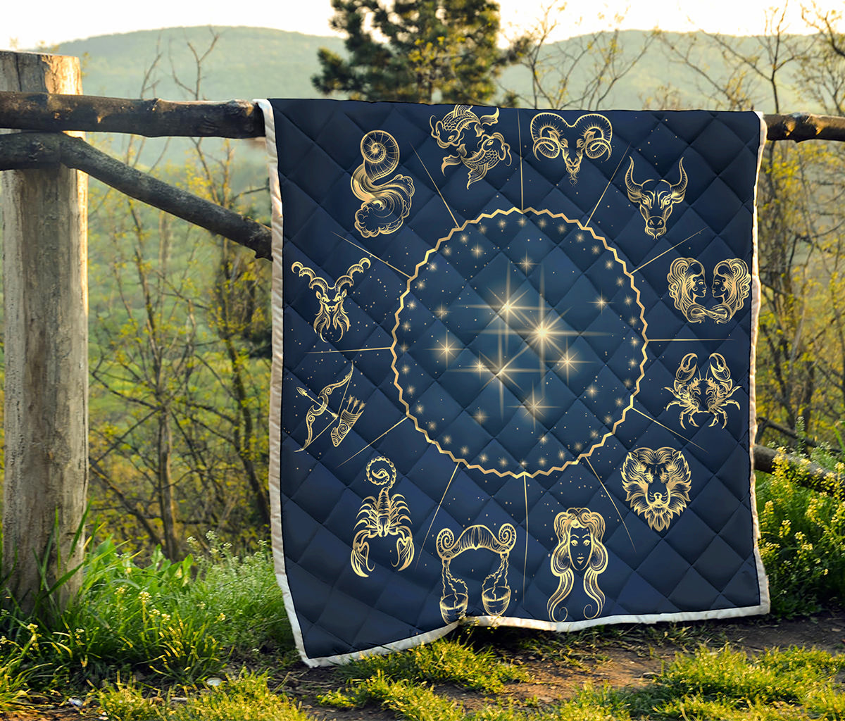 Zodiac Astrology Symbols Print Quilt