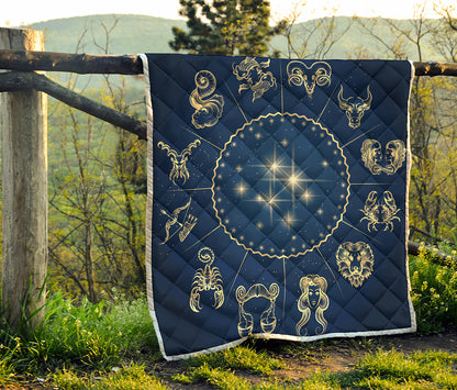 Zodiac Astrology Symbols Print Quilt