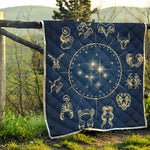 Zodiac Astrology Symbols Print Quilt