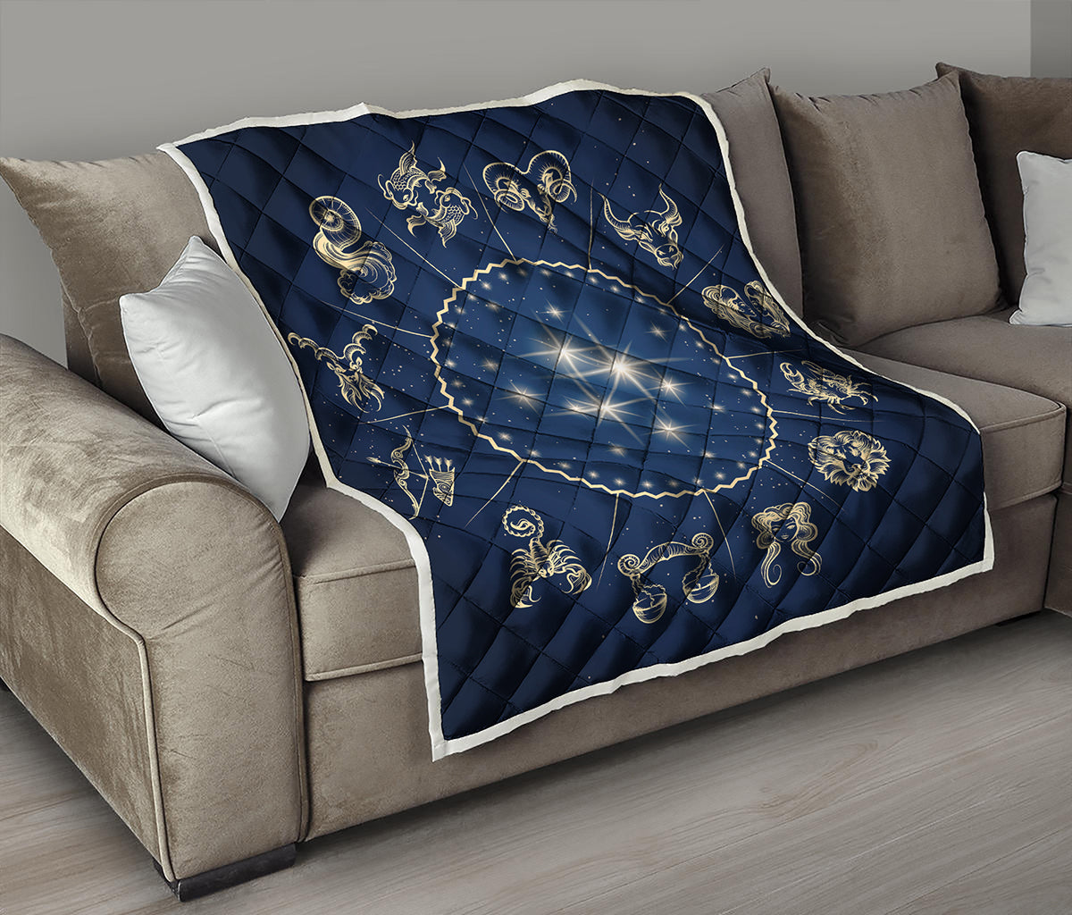 Zodiac Astrology Symbols Print Quilt