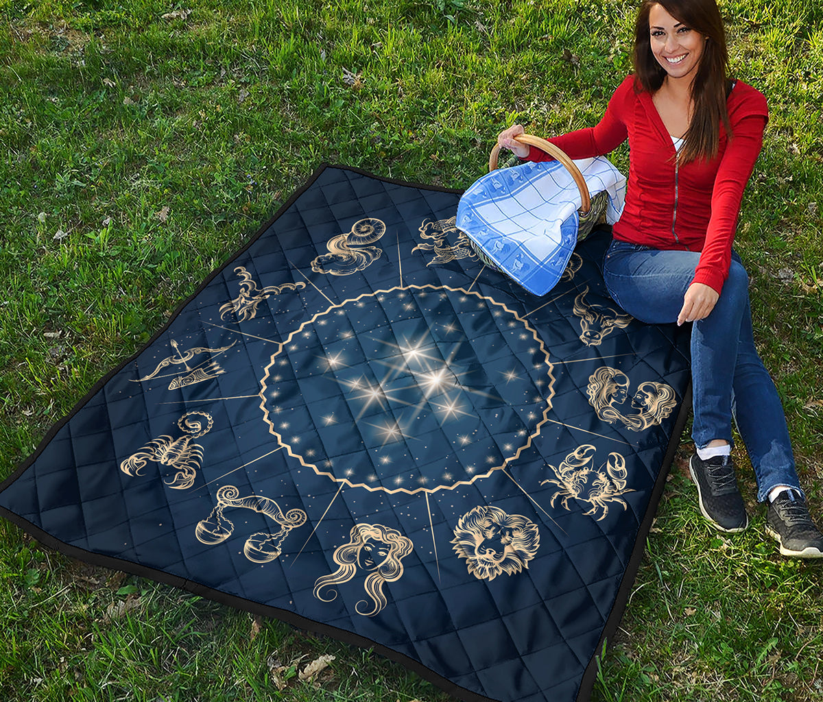 Zodiac Astrology Symbols Print Quilt