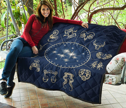 Zodiac Astrology Symbols Print Quilt