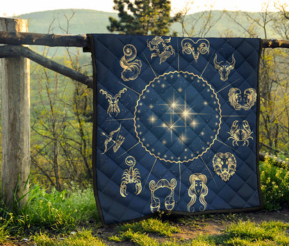 Zodiac Astrology Symbols Print Quilt