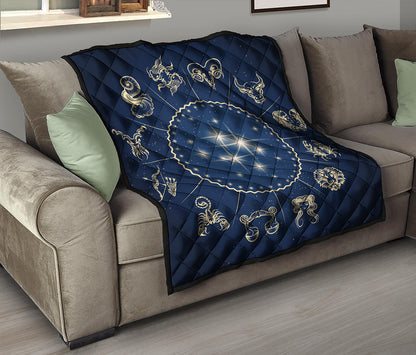 Zodiac Astrology Symbols Print Quilt