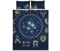 Zodiac Astrology Symbols Print Quilt Bed Set