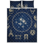 Zodiac Astrology Symbols Print Quilt Bed Set