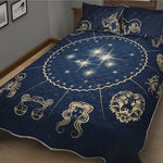 Zodiac Astrology Symbols Print Quilt Bed Set