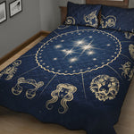 Zodiac Astrology Symbols Print Quilt Bed Set