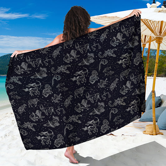 Zodiac Constellation Pattern Print Beach Sarong Wrap