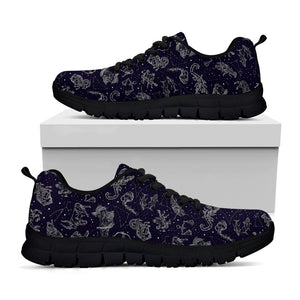 Zodiac Constellation Pattern Print Black Sneakers