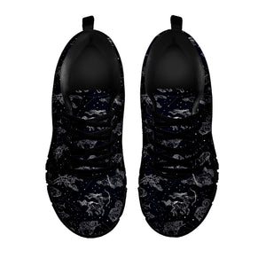 Zodiac Constellation Pattern Print Black Sneakers