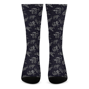 Zodiac Constellation Pattern Print Crew Socks