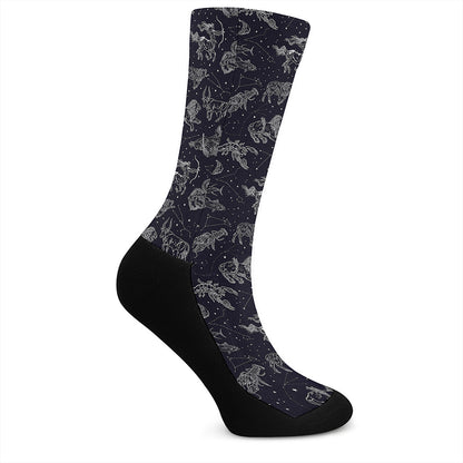 Zodiac Constellation Pattern Print Crew Socks