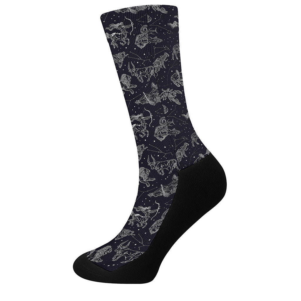 Zodiac Constellation Pattern Print Crew Socks