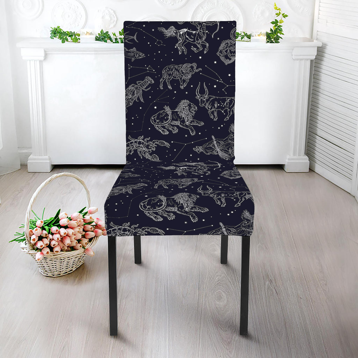 Zodiac Constellation Pattern Print Dining Chair Slipcover