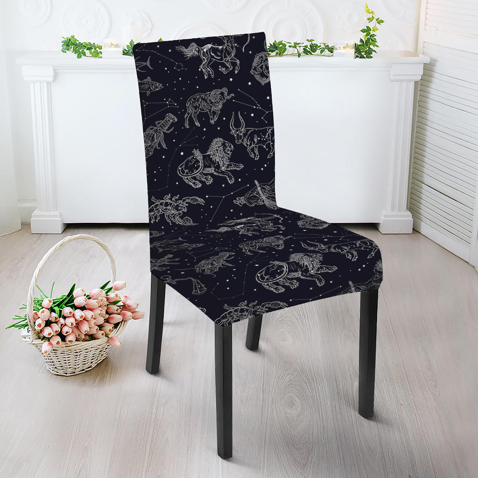 Zodiac Constellation Pattern Print Dining Chair Slipcover