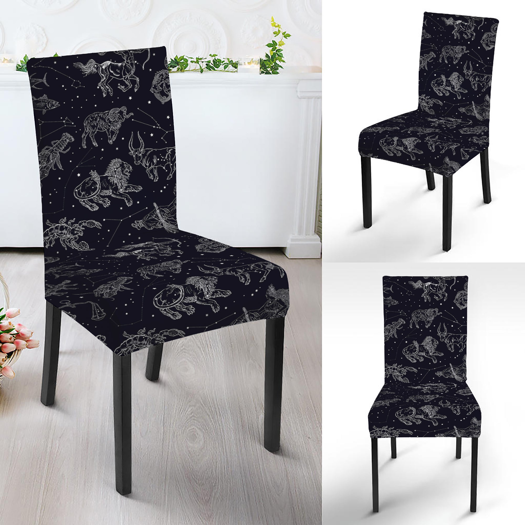 Zodiac Constellation Pattern Print Dining Chair Slipcover
