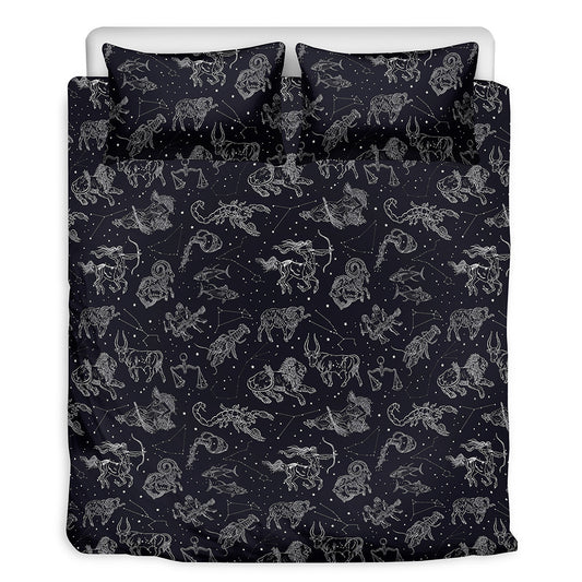 Zodiac Constellation Pattern Print Duvet Cover Bedding Set