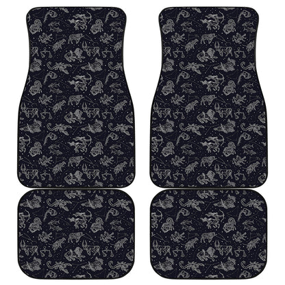 Zodiac Constellation Pattern Print Front and Back Car Floor Mats