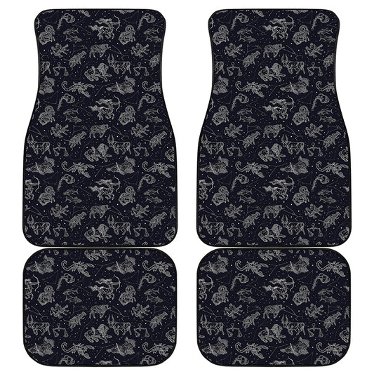 Zodiac Constellation Pattern Print Front and Back Car Floor Mats