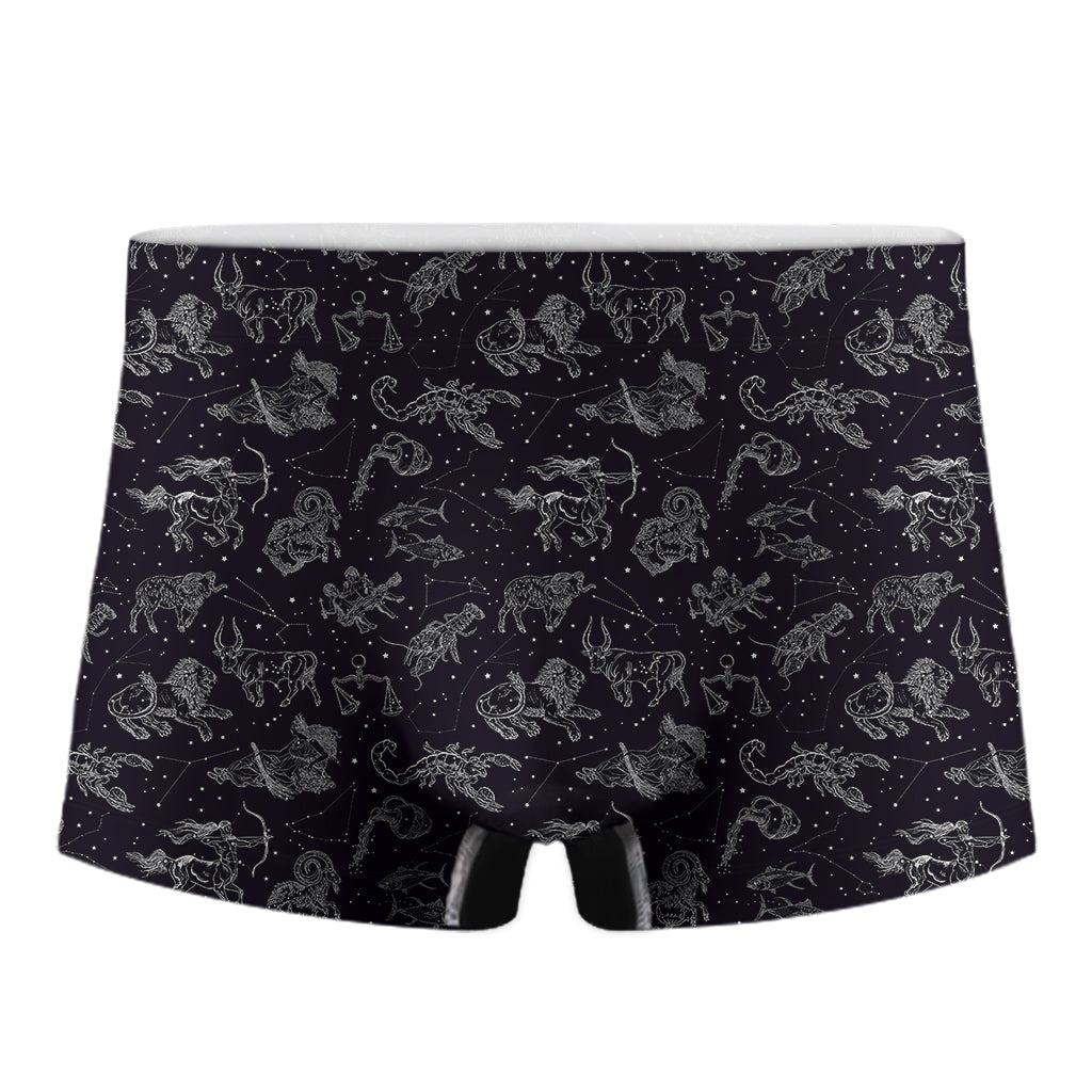 Zodiac Constellation Pattern Print Men's Boxer Briefs