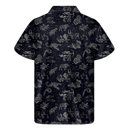 Zodiac Constellation Pattern Print Men's Short Sleeve Shirt