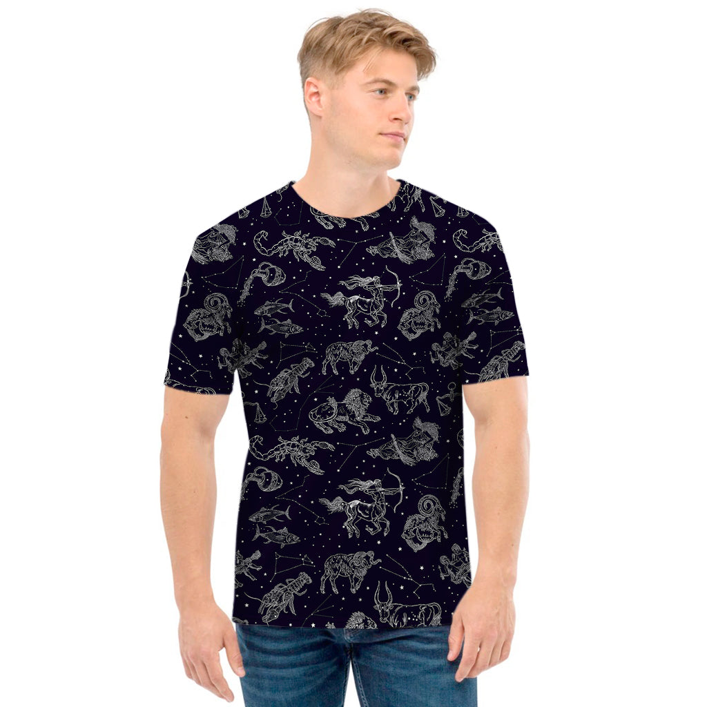 Zodiac Constellation Pattern Print Men's T-Shirt