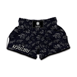 Zodiac Constellation Pattern Print Muay Thai Boxing Shorts